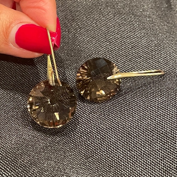 Crystal Gold Dangle Earrings - Picture 4 of 10